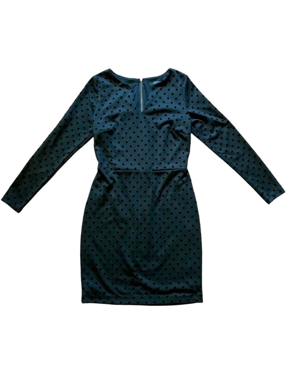 The Limited Long Sleeve Black on Black Polka Dot Dress Fitted Dark Coquette